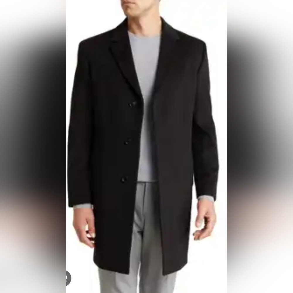 Size. 46 Long Kalvin Klein Coleman Wool Blend Coat  Black
